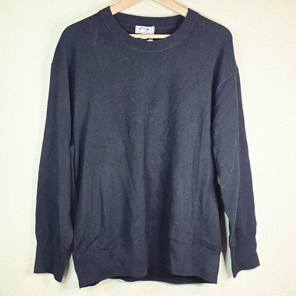 NWT J Crew Cashmere Black Relaxed Crewneck Sweater Men Size Medium - READ